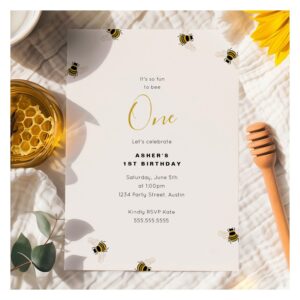 Honey Bees Kids 1st Birthday Invitation
