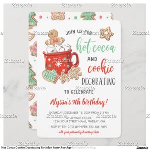 Hot Cocoa Cookie Decorating Birthday Party Any Age Invitation