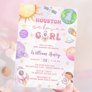 Houston We Have A Girl Outer Space Baby Shower Invitation
