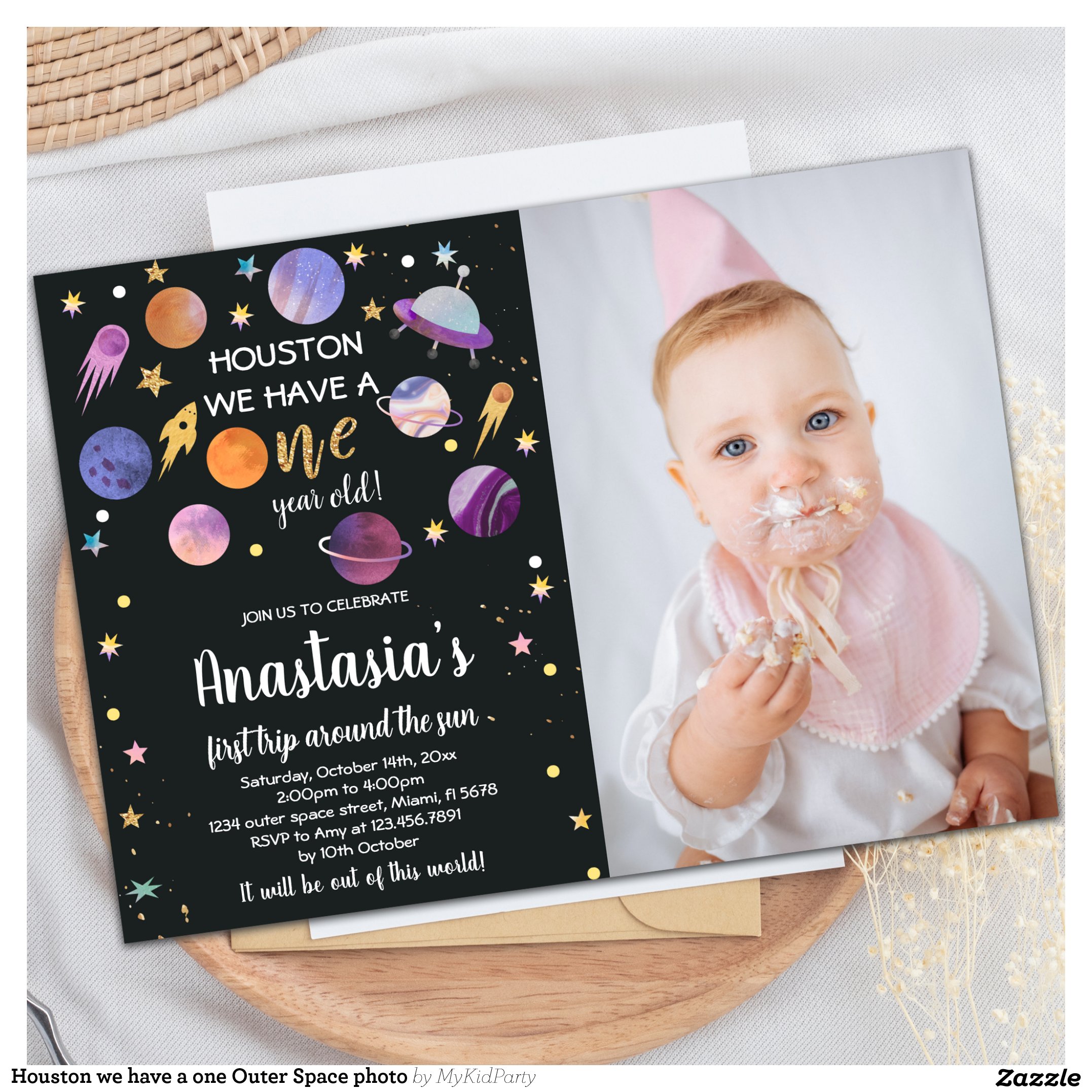 Houston we have a one Outer Space photo Invitation