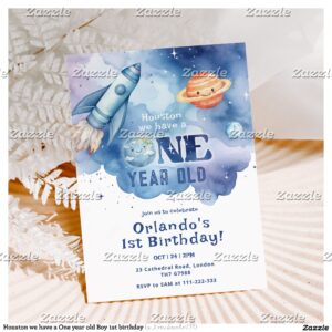 Houston we have a One year old Boy 1st birthday Invitation