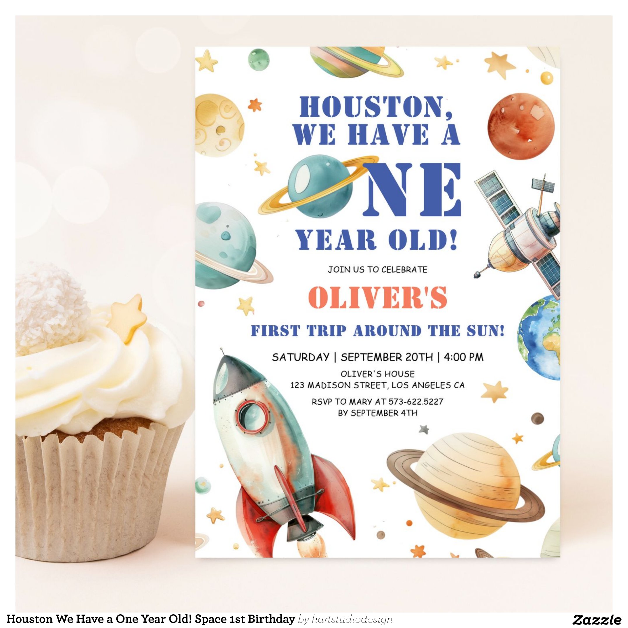 Houston We Have a One Year Old! Space 1st Birthday Invitation