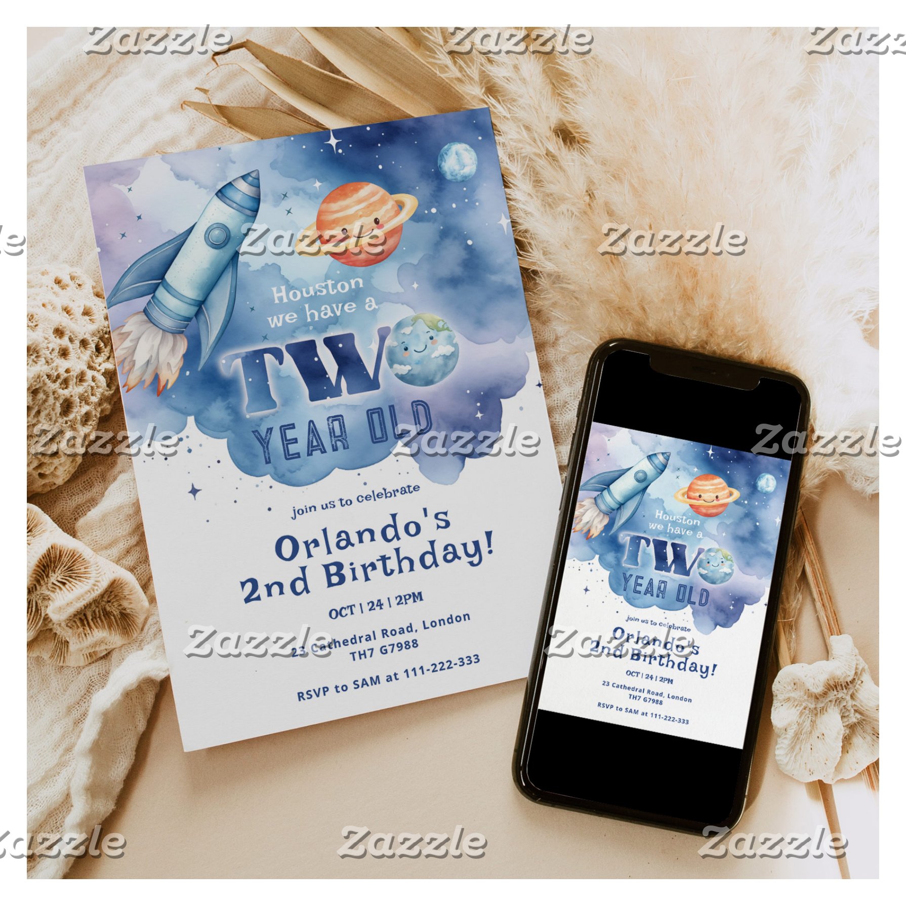 Houston we have a Two year old Boy birthday Invitation