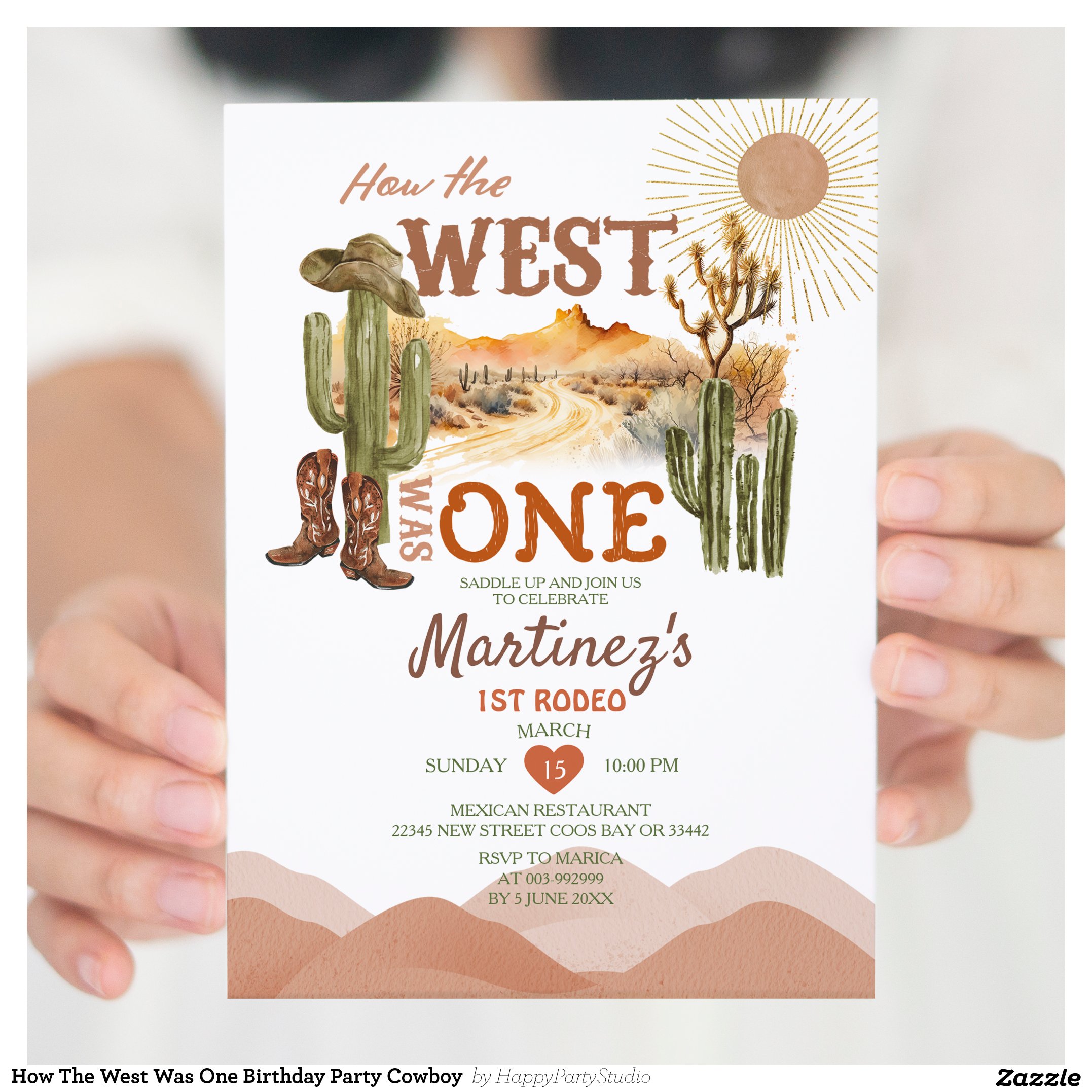 How The West Was One Birthday Party Cowboy Invitation