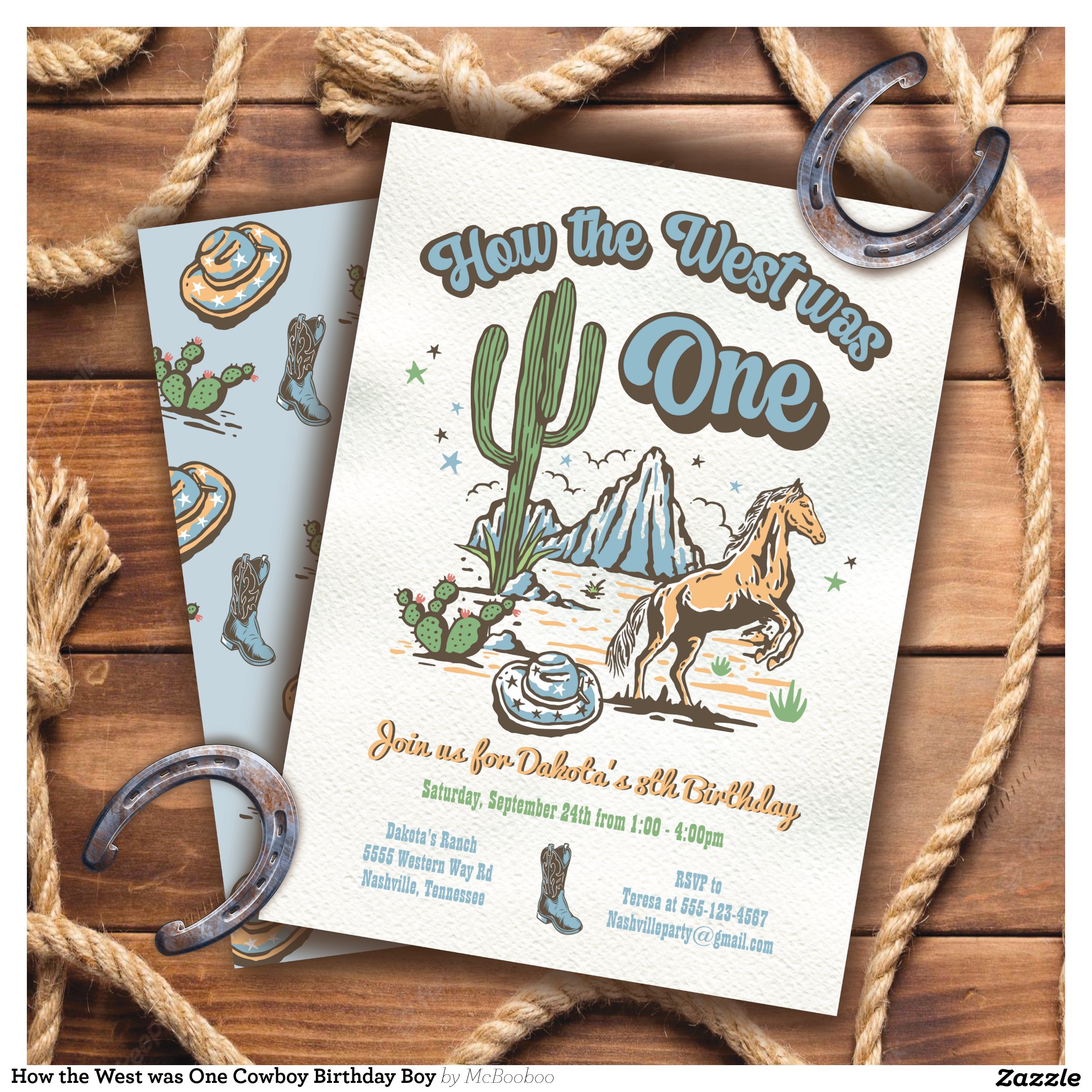 How the West was One Cowboy Birthday Boy Invitation