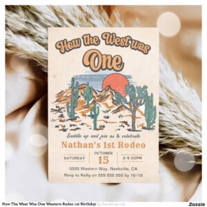 How The West Was One Western Rodeo 1st Birthday Invitation