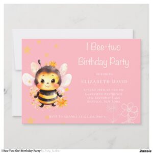 I Bee-Two Girl Birthday Party Invitation