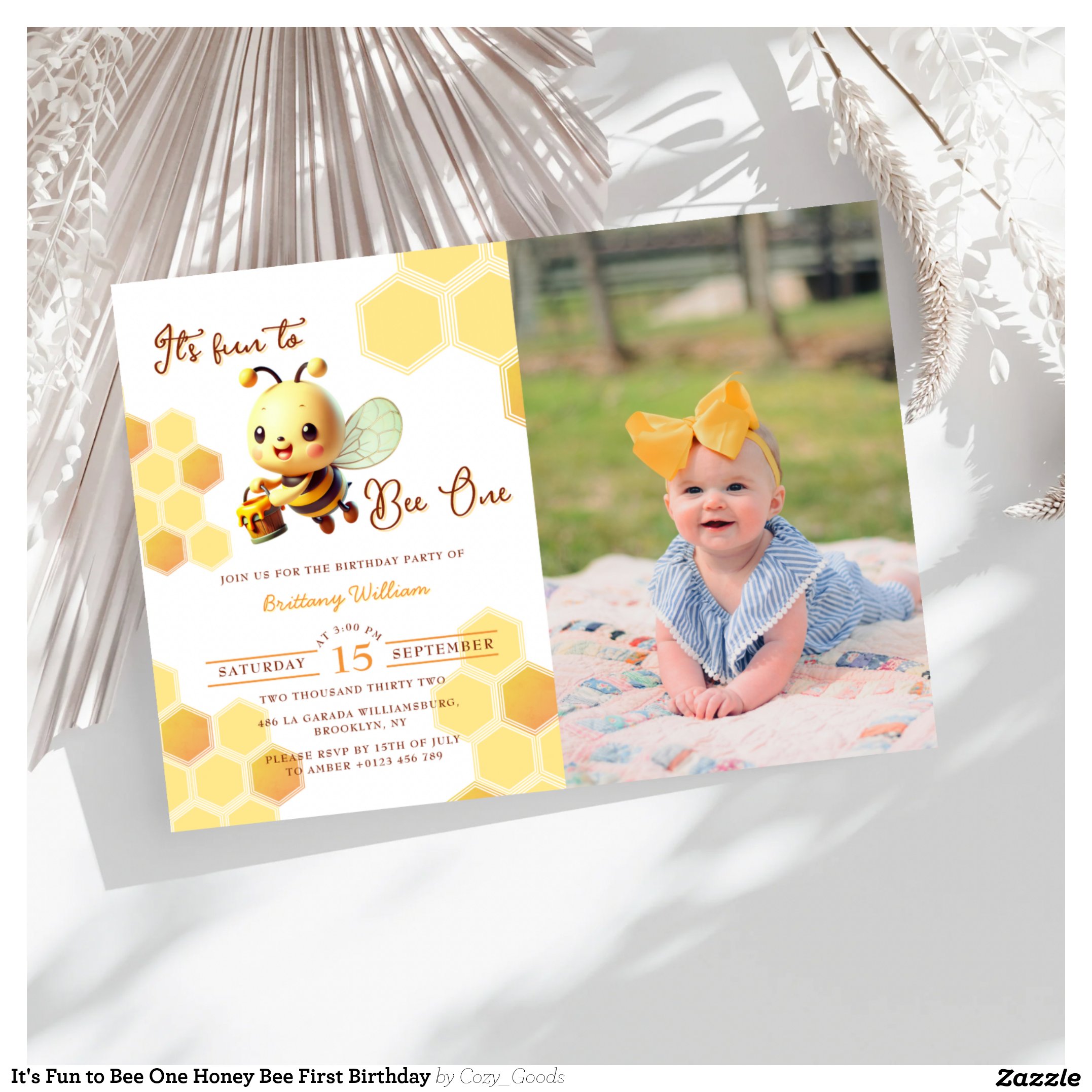 It's Fun to Bee One Honey Bee First Birthday Invitation