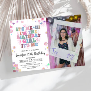 Its me, Hi Groovy Disco Eras Birthday Party Photo Invitation