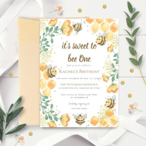 It's Sweet To Bee One First Birthday Invitation