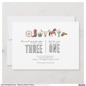 Joint Birthday Party - Western Rodeo Theme Invitation