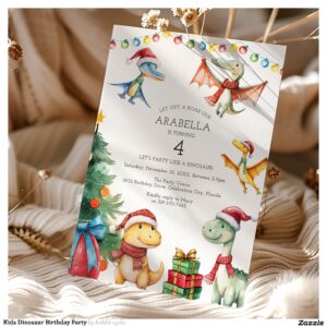 Kids Dinosaur Birthday Party Invitation