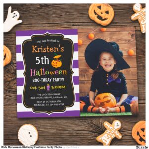 Kids Halloween Birthday Costume Party Photo Invitation