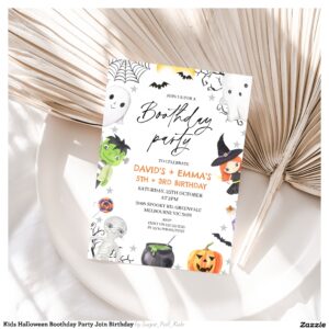 Kids Halloween Boothday Party Join Birthday Invitation