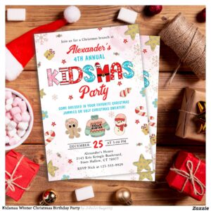 Kidsmas Winter Christmas Birthday Party Invitation