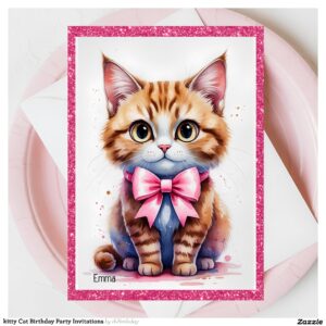 kitty Cat Birthday Party Invitations