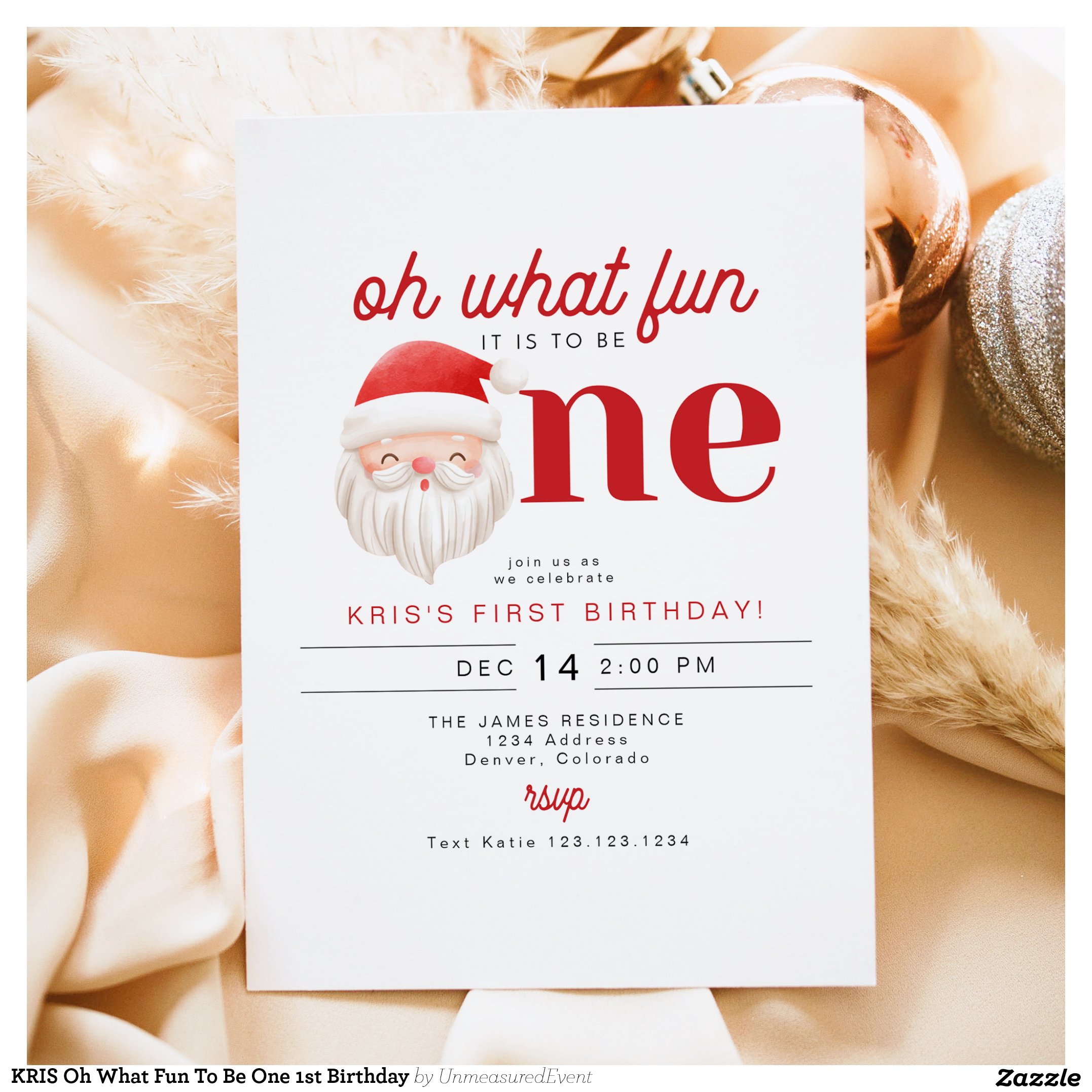 KRIS Oh What Fun To Be One 1st Birthday Invitation