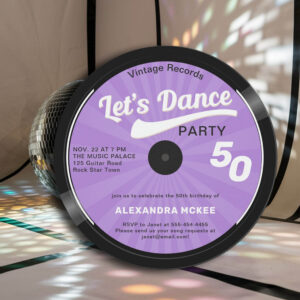 Let's Dance Vintage Groovy Purple 50th Birthday Invitation