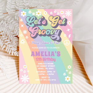 Let's get groovy birthday invitation