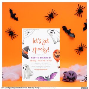 Let's Get Spooky Cute Halloween Birthday Party Invitation