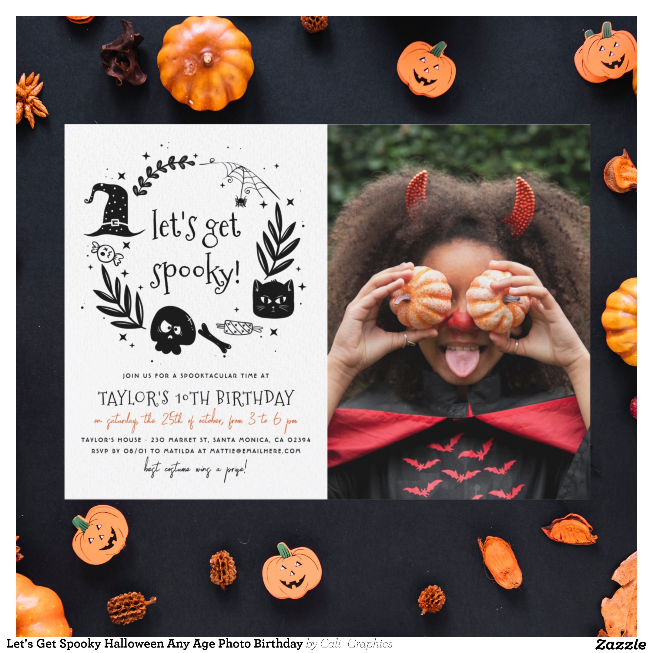Let's Get Spooky Halloween Any Age Photo Birthday Invitation