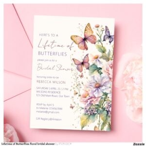 Lifetime of Butterflies floral bridal shower Invitation