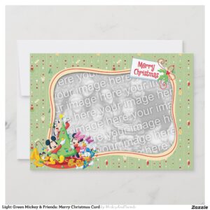 Light Green Mickey & Friends: Merry Christmas Card