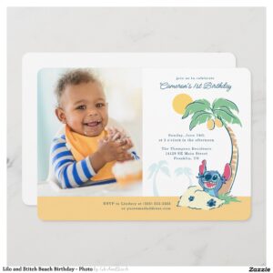 Lilo and Stitch Beach Birthday - Photo Invitation