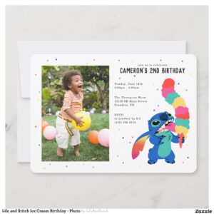 Lilo and Stitch Ice Cream Birthday - Photo Invitation
