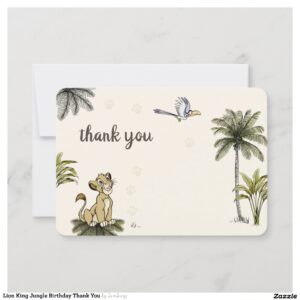 Lion King Jungle Birthday Thank You Invitation