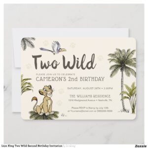 Lion King Two Wild Second Birthday Invitation