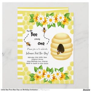 Little Bee First Bee-Day 1st Birthday Invitation