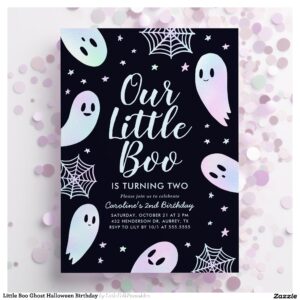 Little Boo Ghost Halloween Birthday Invitation