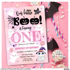 Little Boo Is Turning ONE Halloween 1st Birthday Invitation