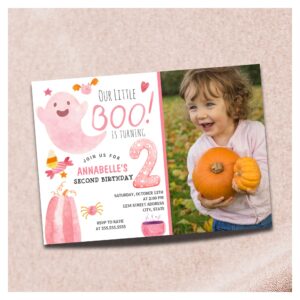 Little Boo is Turning Two Halloween Birthday Invitation