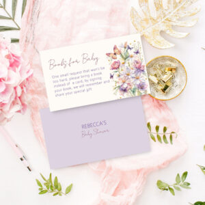 Little butterfly baby shower books request enclosure card