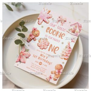 Little Cookie Christmas 1st birthday Invitation
