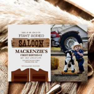 Little Cowboy Birthday Party First Rodeo wild West Invitation
