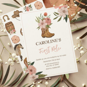 Little Cowgirl First Rodeo 1st Birthday Invitation