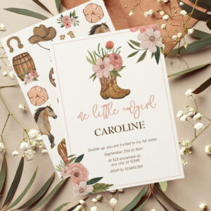 Little Cowgirl First Rodeo 1st Birthday Invitation