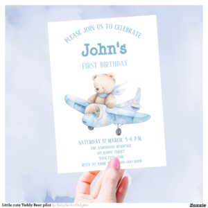 Little cute Teddy Bear pilot Invitation