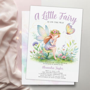 Little Fairy Enchanted Butterfly Baby Girl Shower Invitation