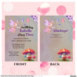 Little Fairy Mushroom House Butterflies Any Age Invitation