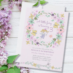 Little Fairy Whimsical Flower Garden Girl Birthday Invitation