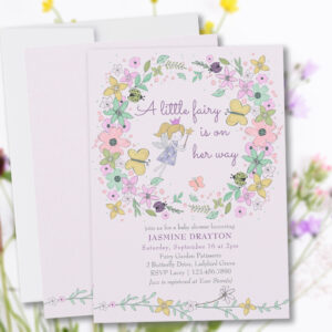 Little Fairy Whimsy Flower Garden Girl Baby Shower Invitation