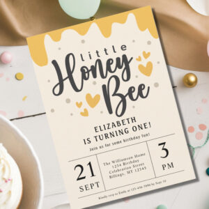 Little Honey Bee 1st Birthday Party Invitation