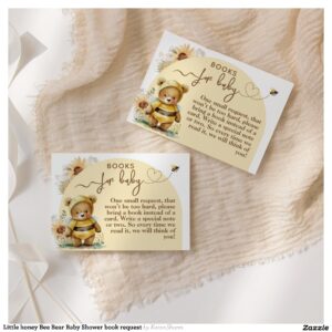 Little honey Bee Bear Baby Shower book request Enclosure Card