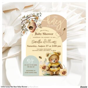Little honey Bee Bear Baby Shower Invitation