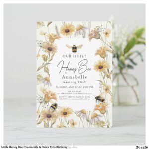 Little Honey Bee Chamomile & Daisy Kids Birthday Invitation