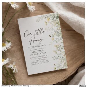 Little Honey Wildflower Bee Birthday Invitation